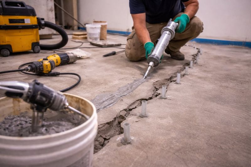 Cracked Basement Floor Repair in Southbury, CT