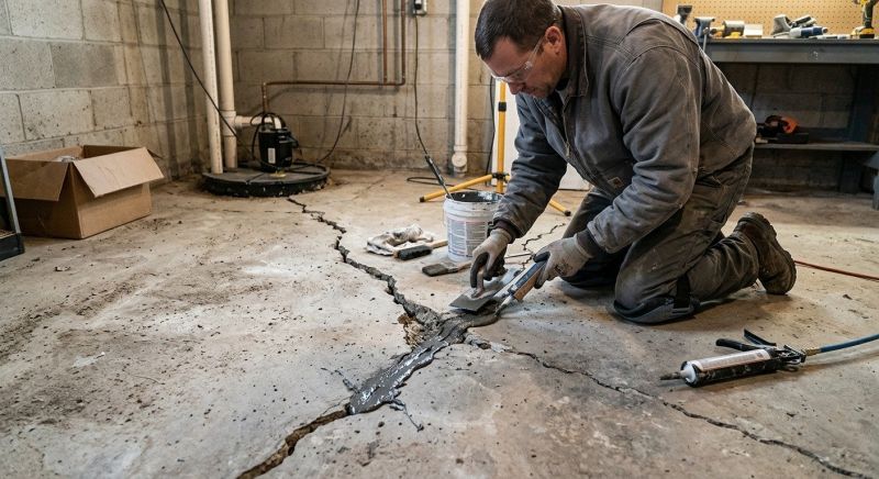 Cracked Basement Floor Repair in Southbury, CT